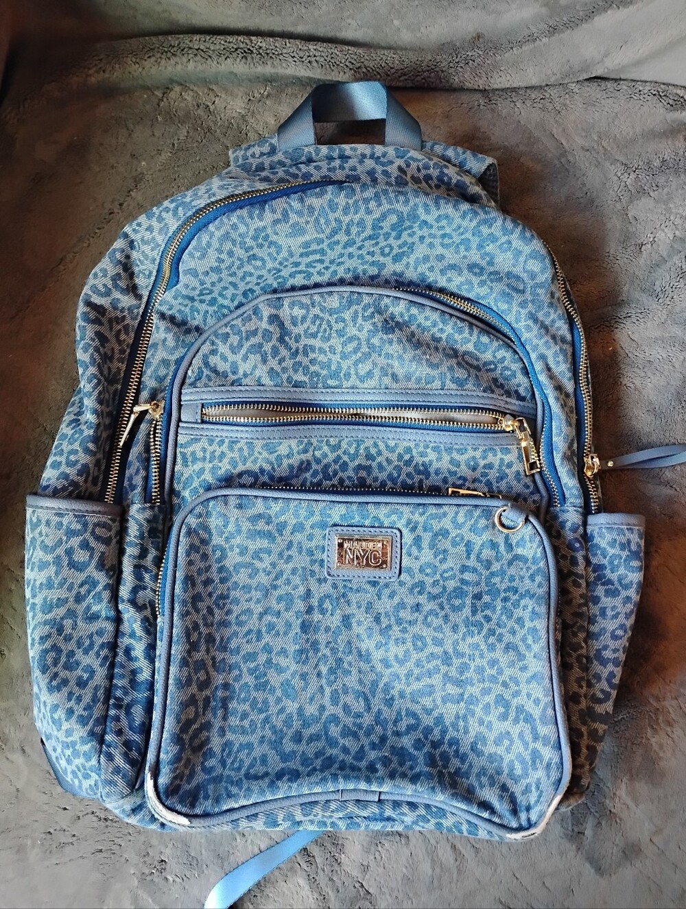 Madden NYC Blue Leopard Print Women's Backpack